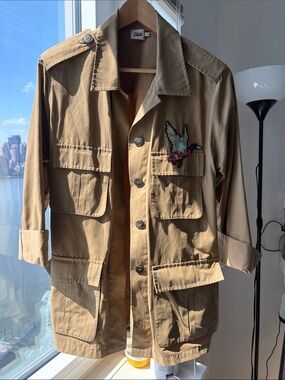 Beymen Club Tan Utility / Safari Jacket with Embroidered Bird Patch